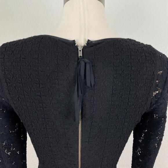 TRACY REESE Size 2 Black Side See Through Lace Bodycon Sexy Dress Long Sleeve - Picture 7 of 13